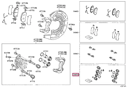 TOYOTA 0447848190 - рем.к-кт диск. торм. переднего! d42\ Lexus RX300/350/400 03>