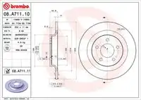BREMBO 08a71111 - Диск тормозной MAZDA: 5 1.8/2.0/2.0 CD/2.3 05-, 5 1.6 CD/1.8 MZR/2.0 10-, PREMACY 2.0 99-05