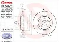 BREMBO 09a53810 - 09.A538.10 диск тормозной передний