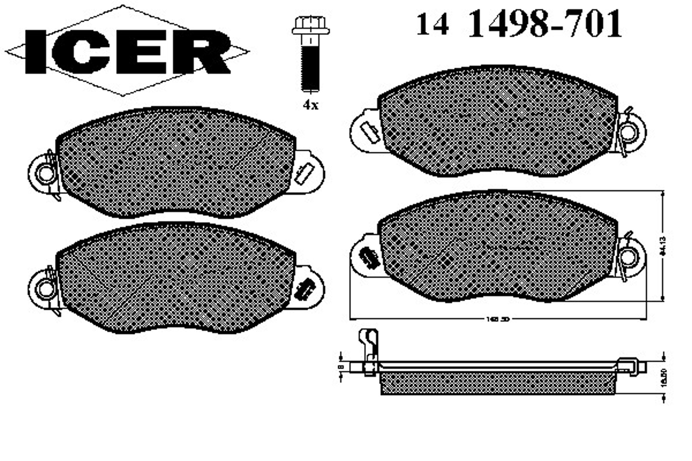 ICER 141498-701 - Тормозные колодки 