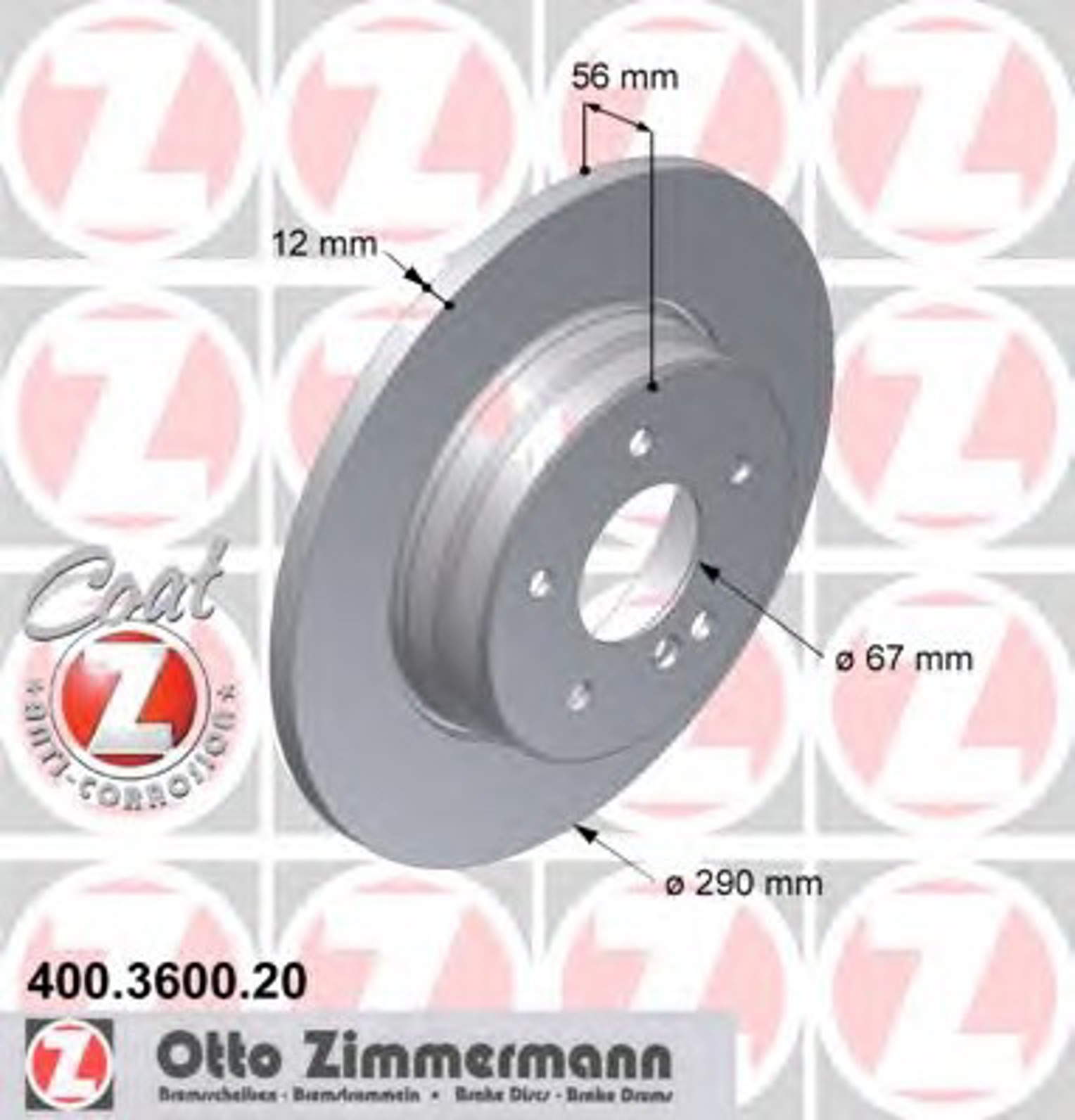 ZIMMERMANN 400.3600.20 - Тормозные диски