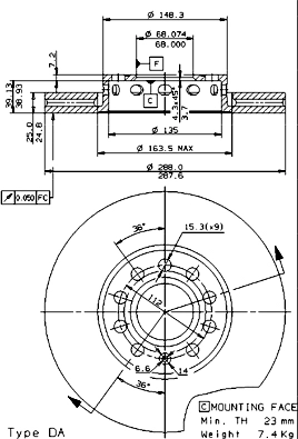 Тормозной диск PRIME LINE - UV Coated