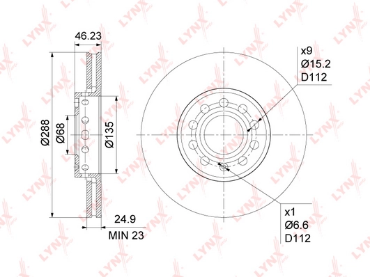 LYNXAUTO BN-1206 - Тормозные диски