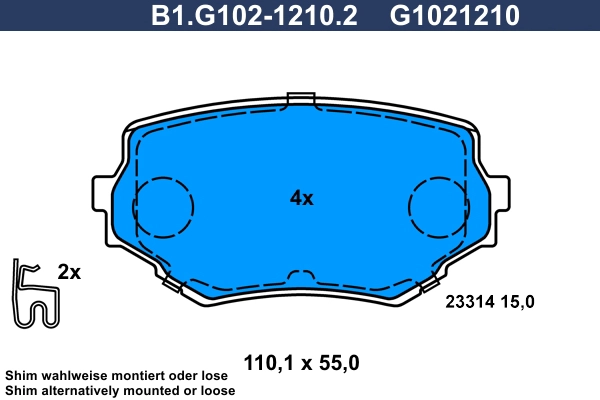 GALFER B1.G102-1210.2 - Тормозные колодки 