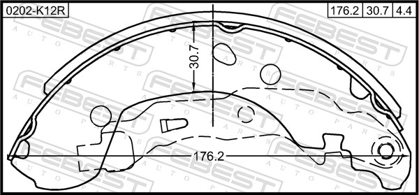 FEBEST 0202-K12R - Барабанные колодки