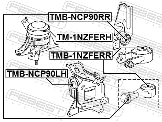 FEBEST TMBNCP90RR - Подушка двигателя