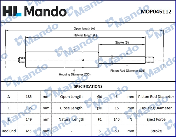 MANDO MOP045112 - Амортизатор багажника