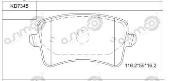 ASIMCO KD7345 - Тормозные колодки 