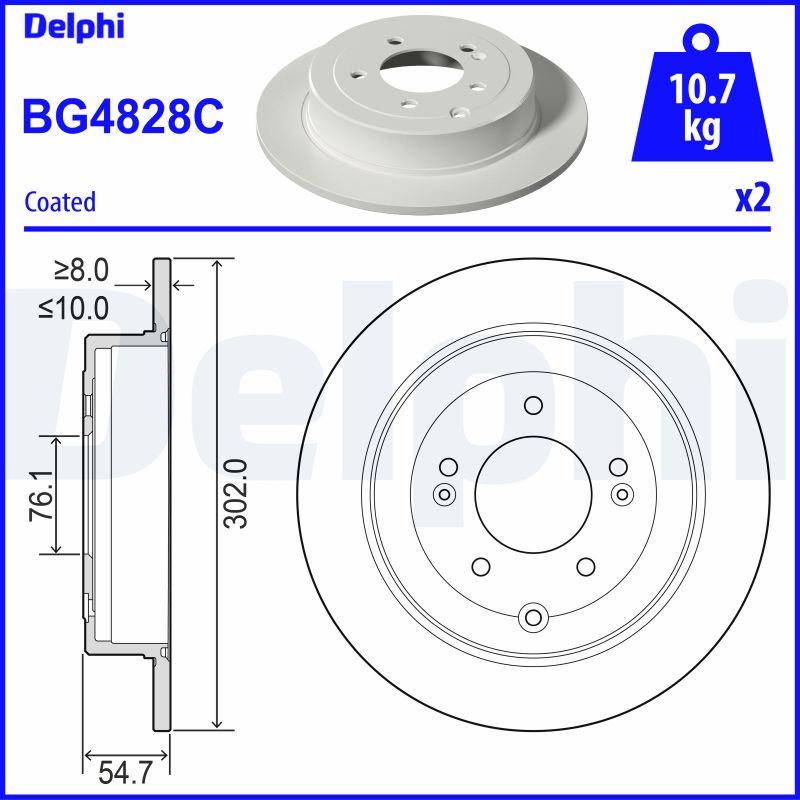 DELPHI BG4828C - Тормозные диски