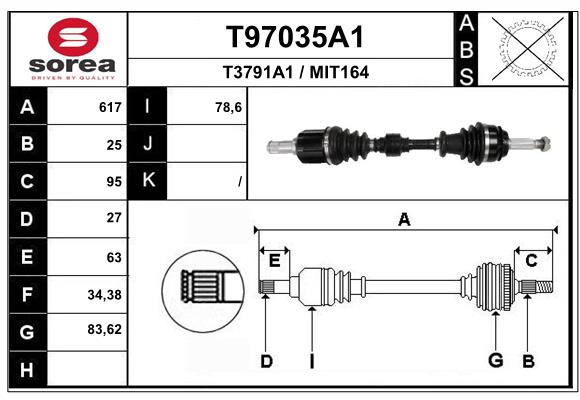 EAI T97035A1 - Приводной вал (полуось)