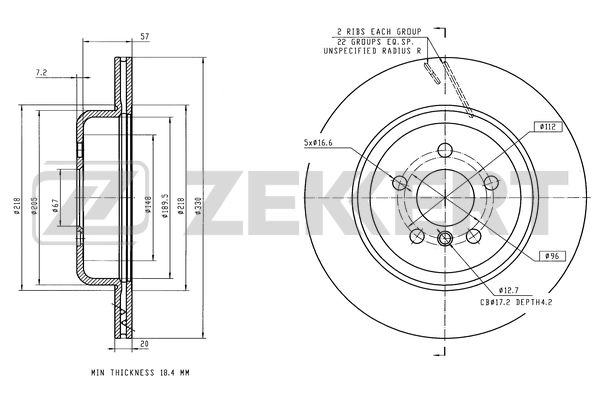 ZEKKERT BS6433 - Тормозные диски