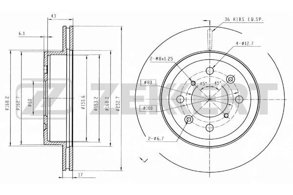 ZEKKERT BS-5655 - Тормозные диски