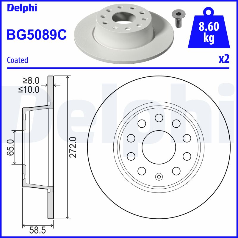 DELPHI BG5089C - Тормозные диски