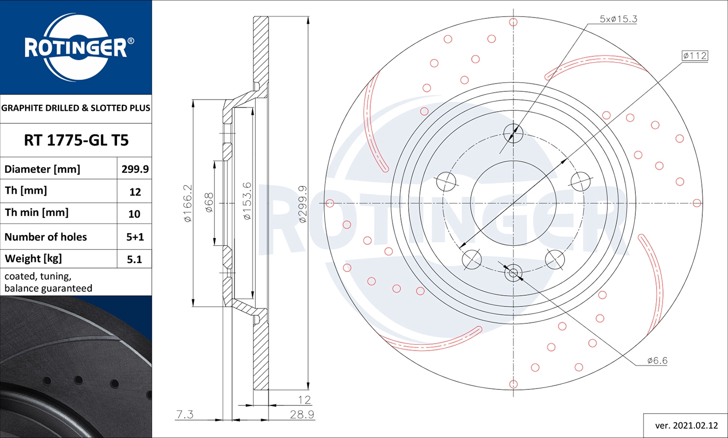 ROTINGER RT1775GLT5 - Тормозные диски