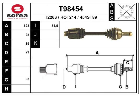 EAI T98454 - Приводной вал (полуось)