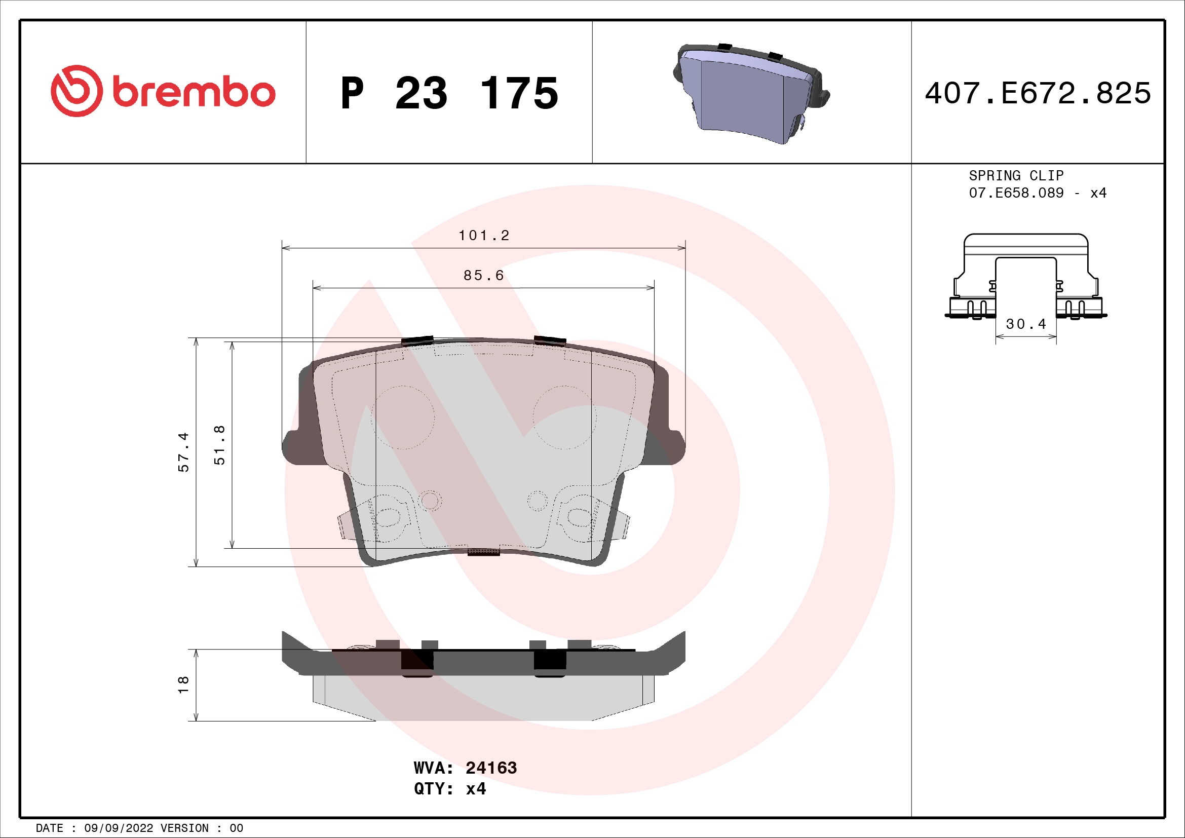 BREMBO P23175 - Тормозные колодки 