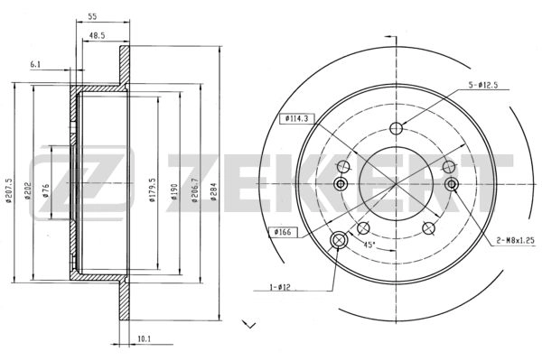 ZEKKERT BS-5207 - Тормозные диски