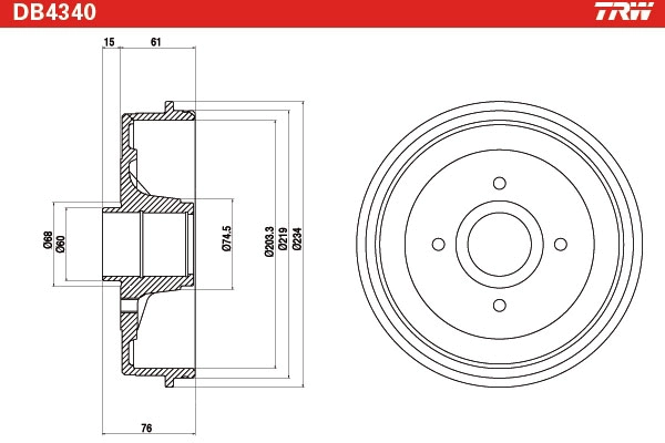 TRW DB4340 - Тормозной барабан
