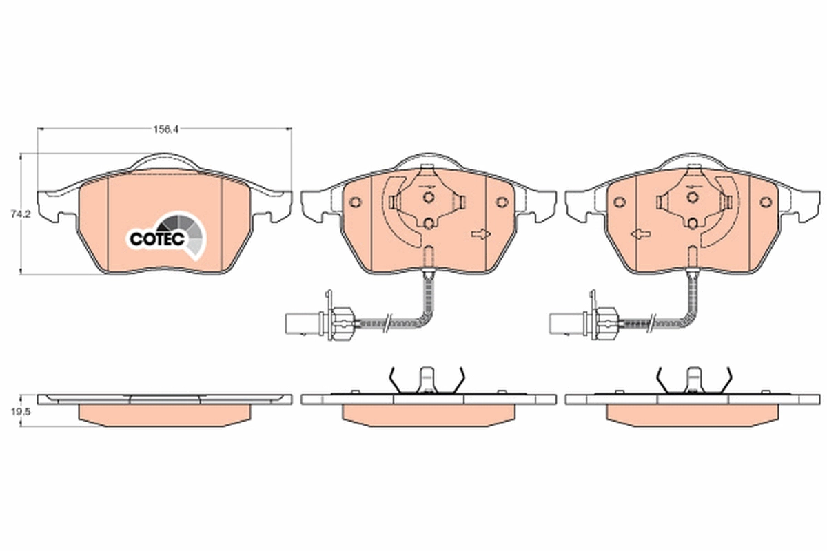 Комплект тормозных колодок, дисковый тормоз COTEC