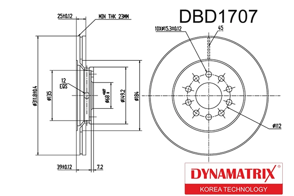 DYNAMATRIX DBD1707 - Тормозные диски