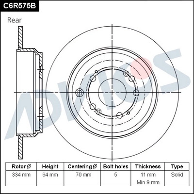 ADVICS C6R575B - Тормозные диски