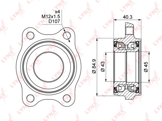 LYNXAUTO WB-1001 - Ступичный подшипник