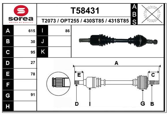 EAI T58431 - Приводной вал (полуось)