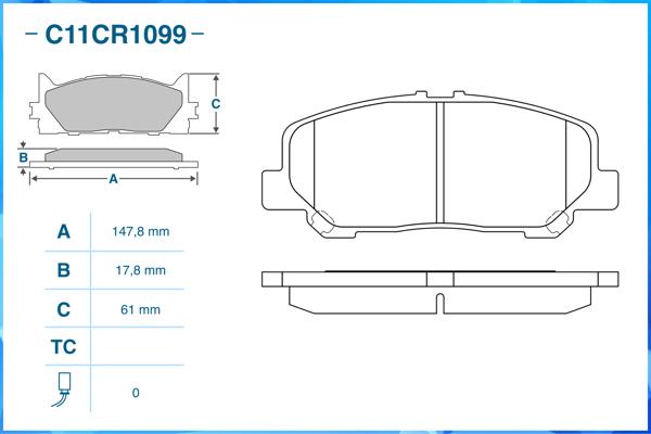 CWORKS C11CR1099 - Тормозные колодки 