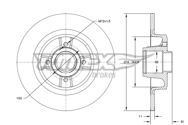 TOMEX TX 70-801 - Тормозные диски