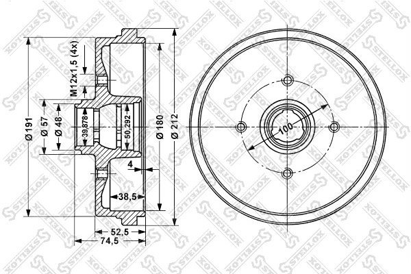 STELLOX 6025-4708-SX - Тормозной барабан