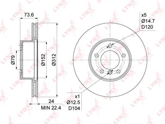 LYNXAUTO BN-1005 - Тормозные диски