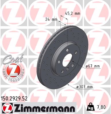 ZIMMERMANN 150.2929.52 - Тормозной диск SPORT BRAKE DISC Z