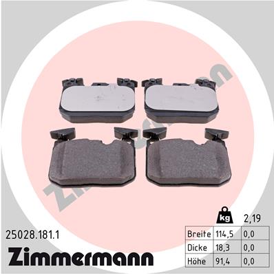 ZIMMERMANN 25028.181.1 - Тормозные колодки 