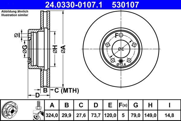 ATE 24.0330-0107.1 - Тормозной диск PowerDisc
