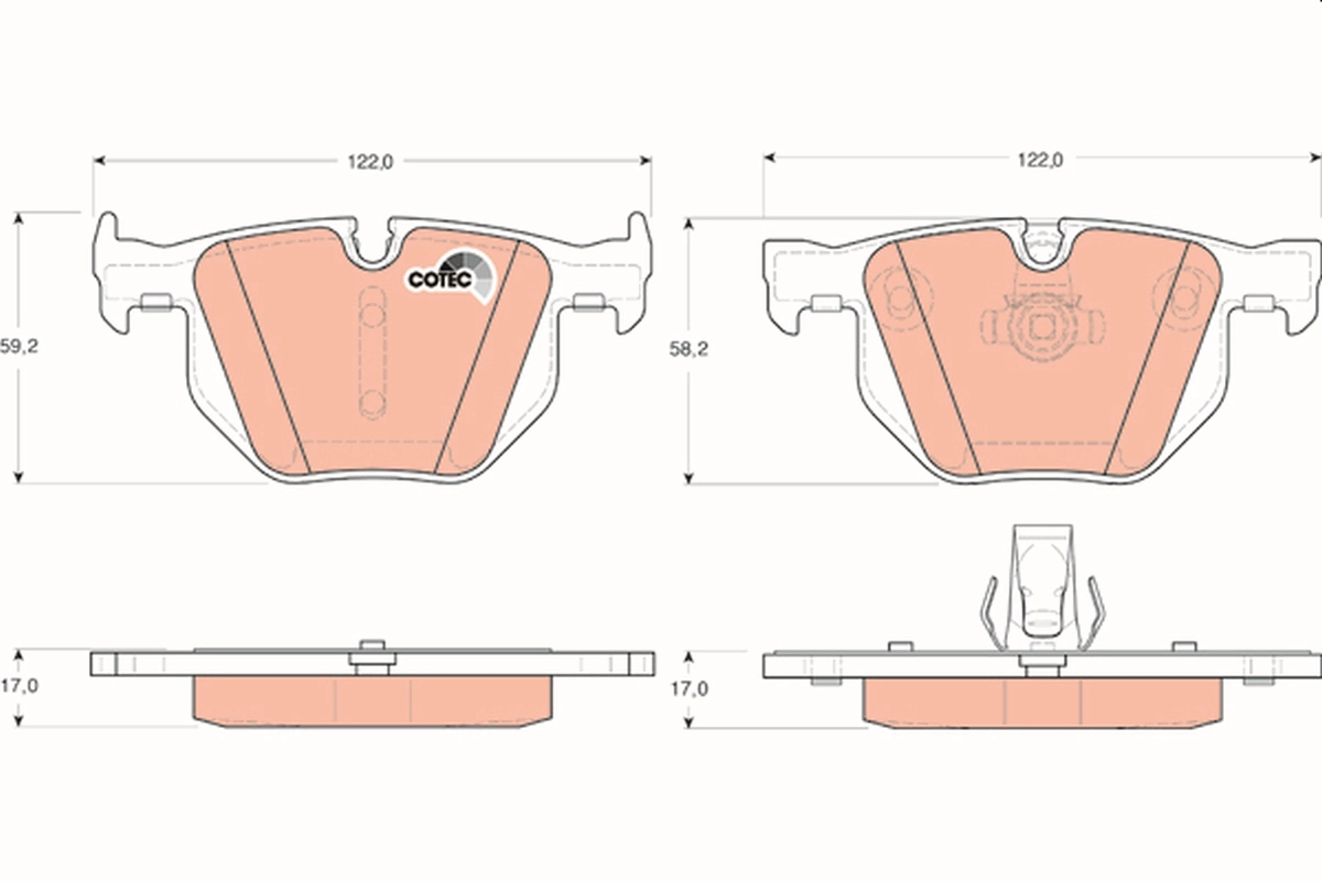 Комплект тормозных колодок, дисковый тормоз COTEC