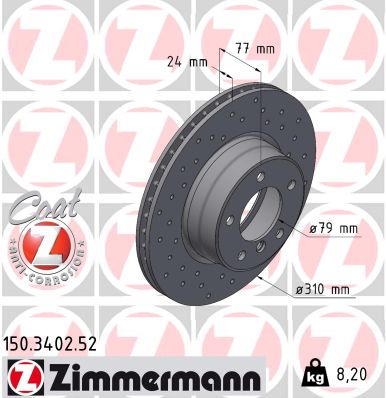ZIMMERMANN 150.3402.52 - Тормозной диск SPORT BRAKE DISC Z