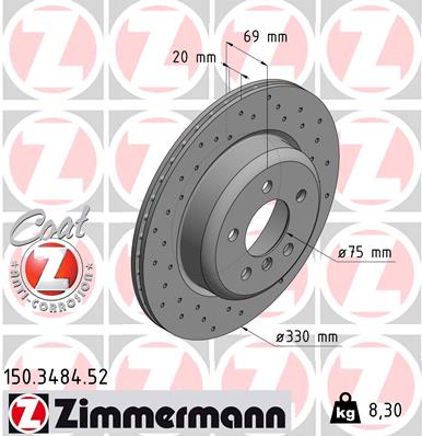 ZIMMERMANN 150.3484.52 - Тормозной диск SPORT BRAKE DISC Z