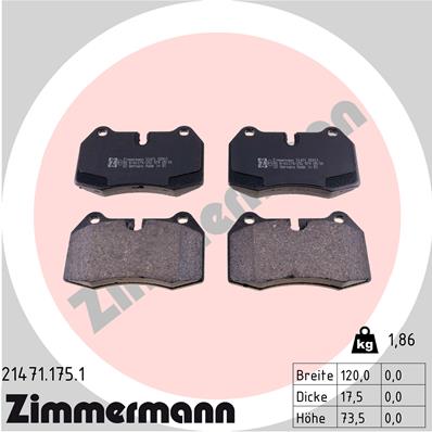 ZIMMERMANN 21471.175.1 - Тормозные колодки 