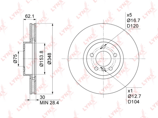 LYNXAUTO BN-1008 - Тормозные диски
