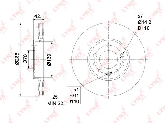 LYNXAUTO BN-1122 - Тормозные диски