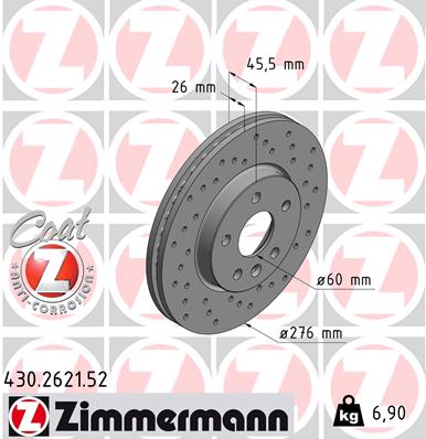 ZIMMERMANN 430.2621.52 - Тормозной диск SPORT BRAKE DISC Z
