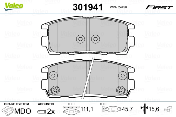 VALEO 301941 - Комплект тормозных колодок, дисковый тормоз FIRST