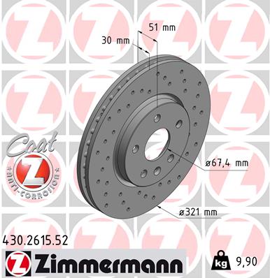 ZIMMERMANN 430.2615.52 - Тормозной диск SPORT BRAKE DISC Z