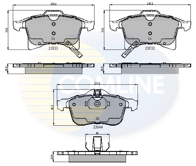 Комплект тормозных колодок, дисковый тормоз Comline