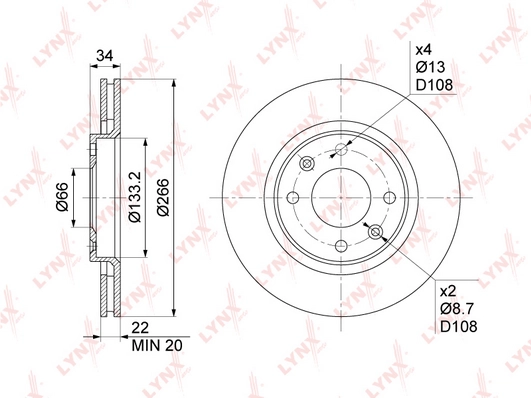LYNXAUTO BN-1014 - Тормозные диски