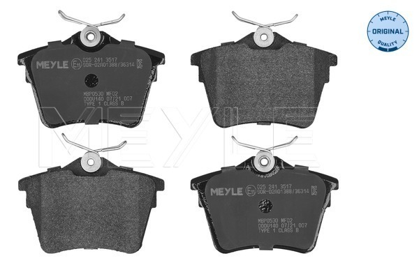 MEYLE 025 241 3517 - Комплект тормозных колодок, дисковый тормоз MEYLE-ORIGINAL: True to OE.