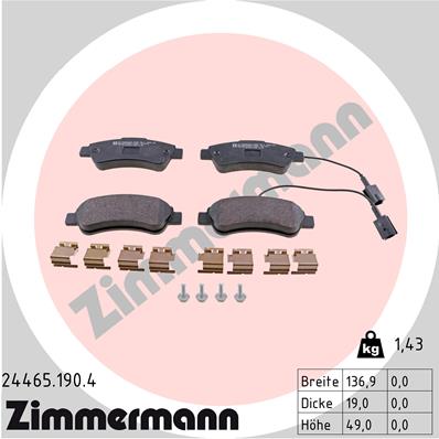 ZIMMERMANN 24465.190.4 - Тормозные колодки 