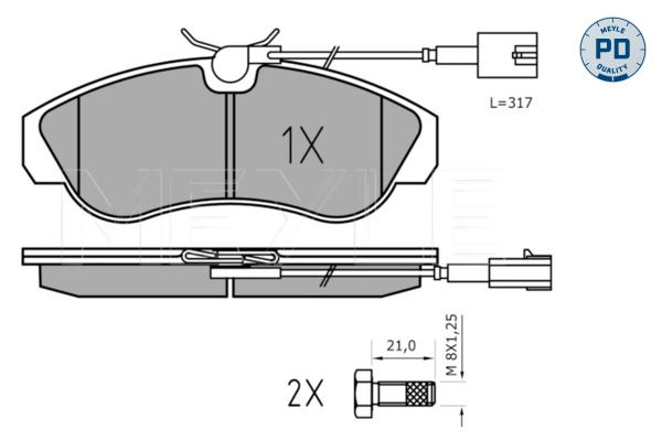 MEYLE 025 236 0319/PD - Комплект тормозных колодок, дисковый тормоз MEYLE-PD: Advanced performance and design.