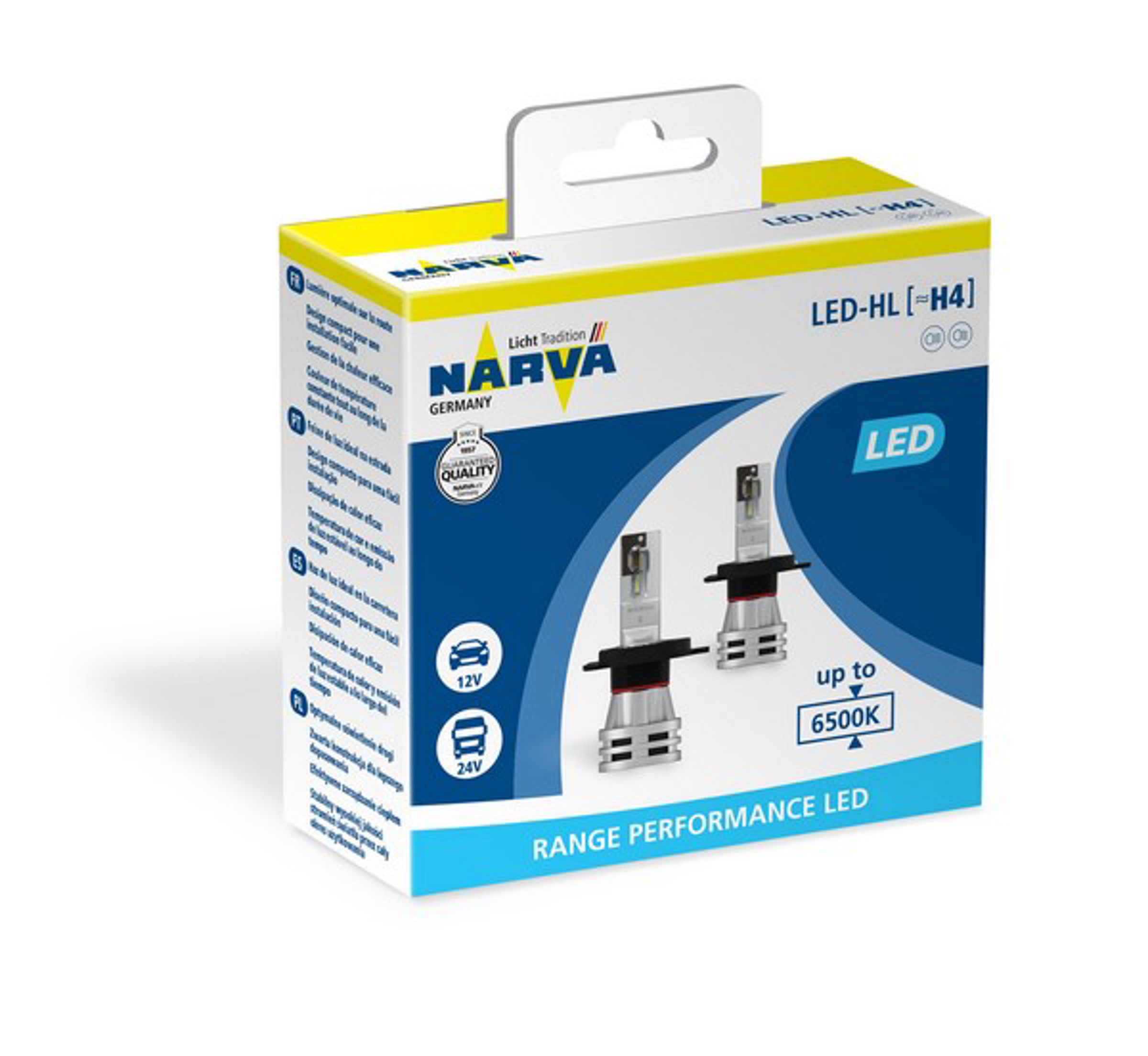 NARVA 18032 - Комплект светодиодных ламп коробка 2шт LED 12V H4 25/25 P43t (белый свет)