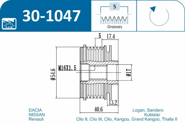 IJS GROUP 30-1047 - Шкив генератора